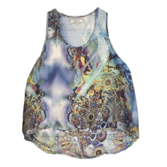 Womens Grifflin Paris sheer colorful tank top size Large. - Picture 1 of 14